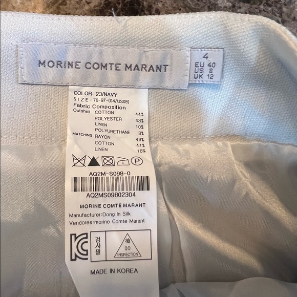MORINE Comte Marant Mini Skirt Linen Blend Colorblock Blue Pockets Faux Wrap - Picture 10 of 11